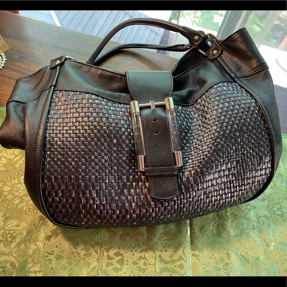 Aleanto Collezioni Made in Italy black leather cute large bag. Cute design. - Picture 5 of 15